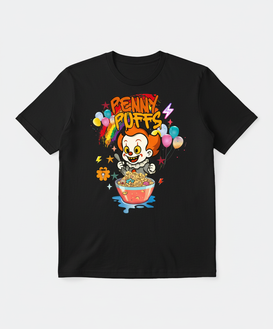 Penny Puffs Cereal T-Shirt | Fun Retro Clown Tee for Kids